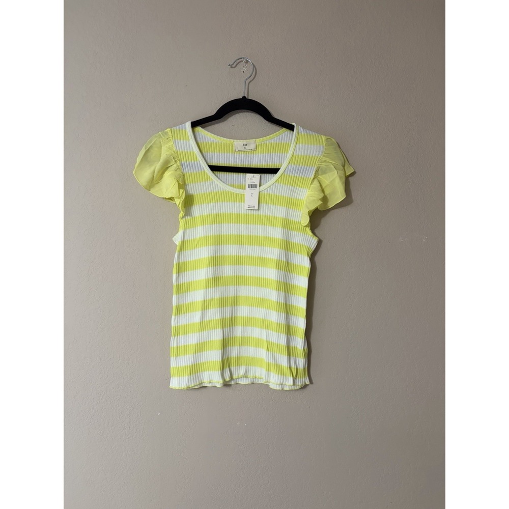 Anthropologie t.la Women's Yellow Flutter Sleeve Stretch‎ Top. Size L